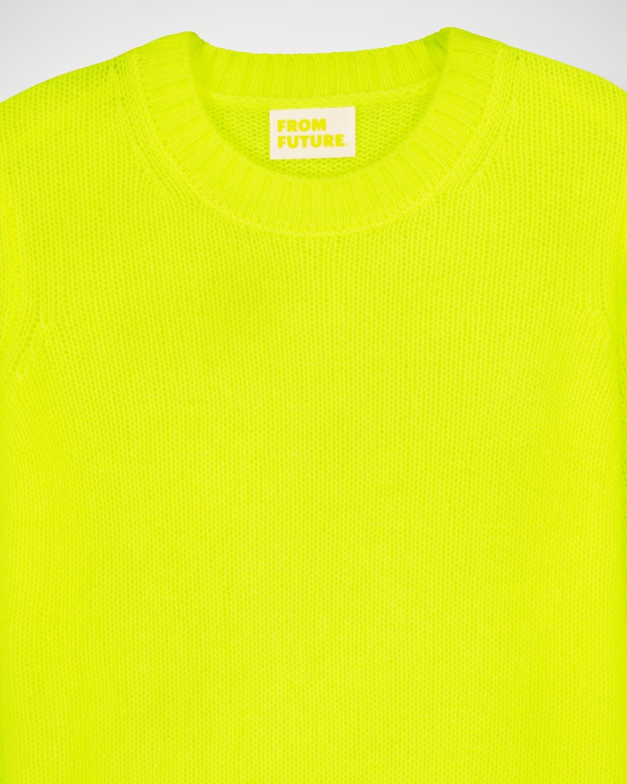 Pull court Light à col rond en cachemire - Neon Yellow
