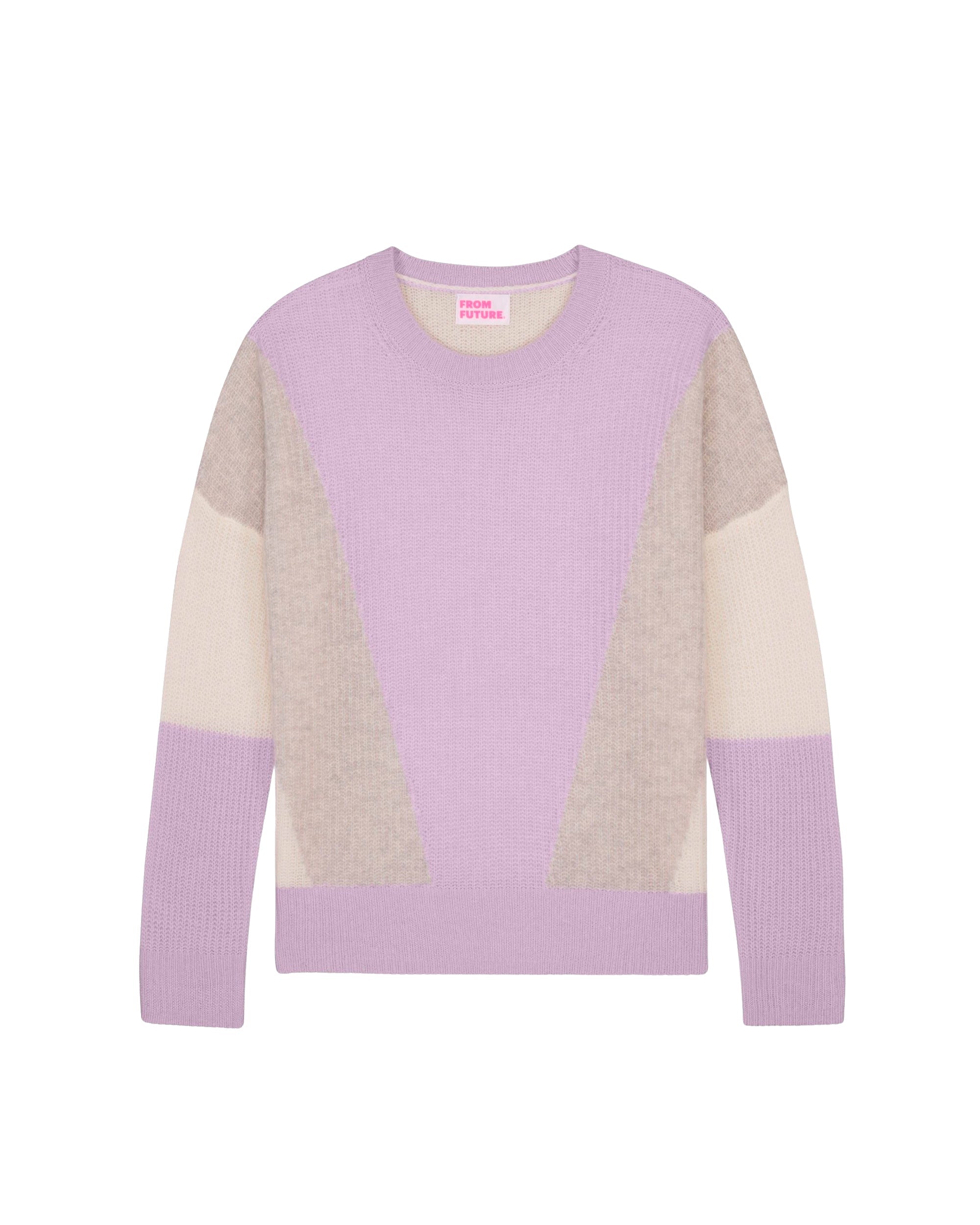 Pull à col rond classique et oversize en cachemire - Lilac