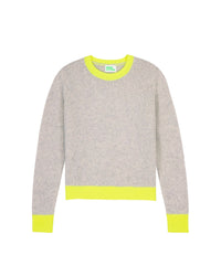Pull court à col rond bicolore en cachemire - Light Heather Gray