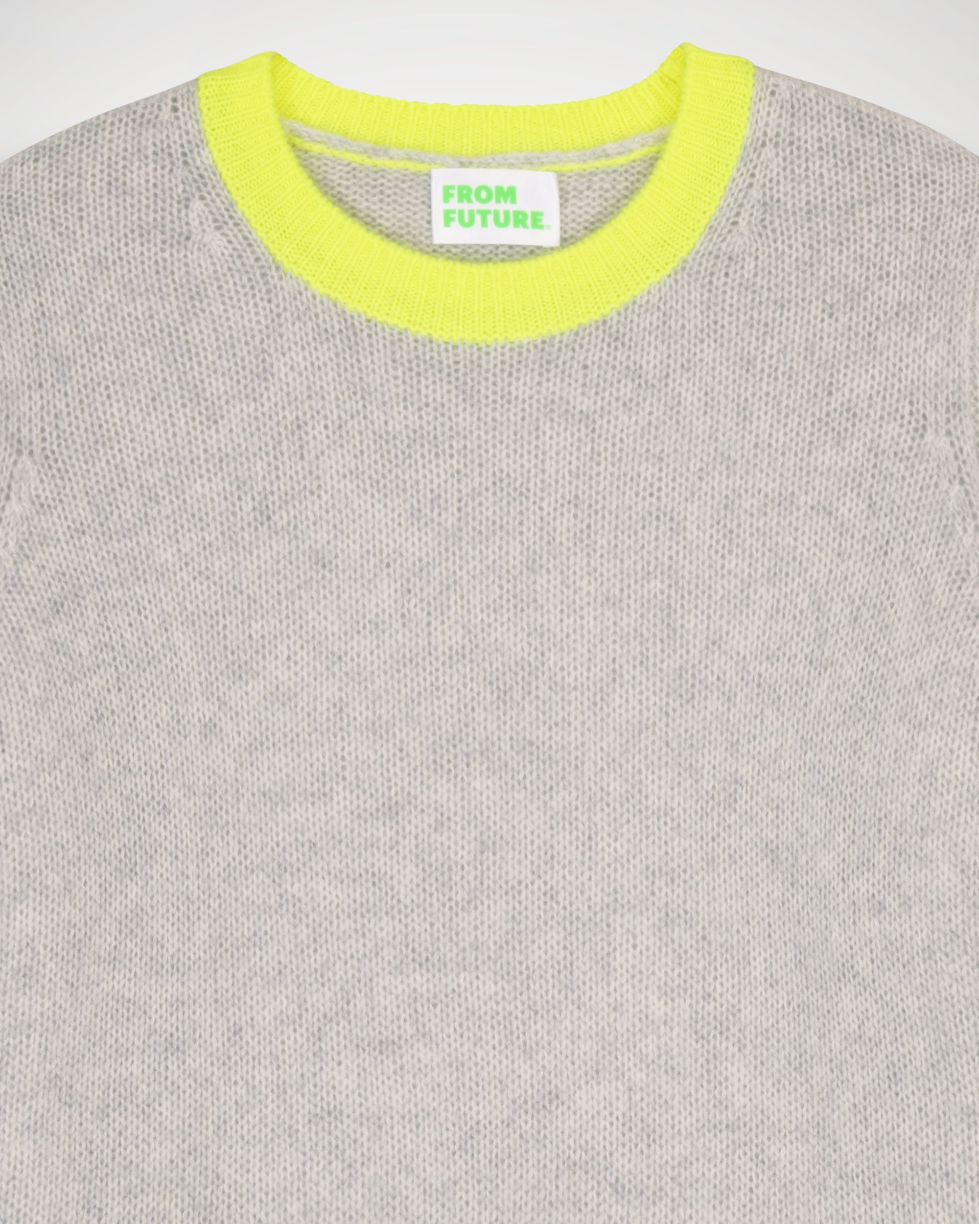Pull court à col rond bicolore en cachemire - Light Heather Gray