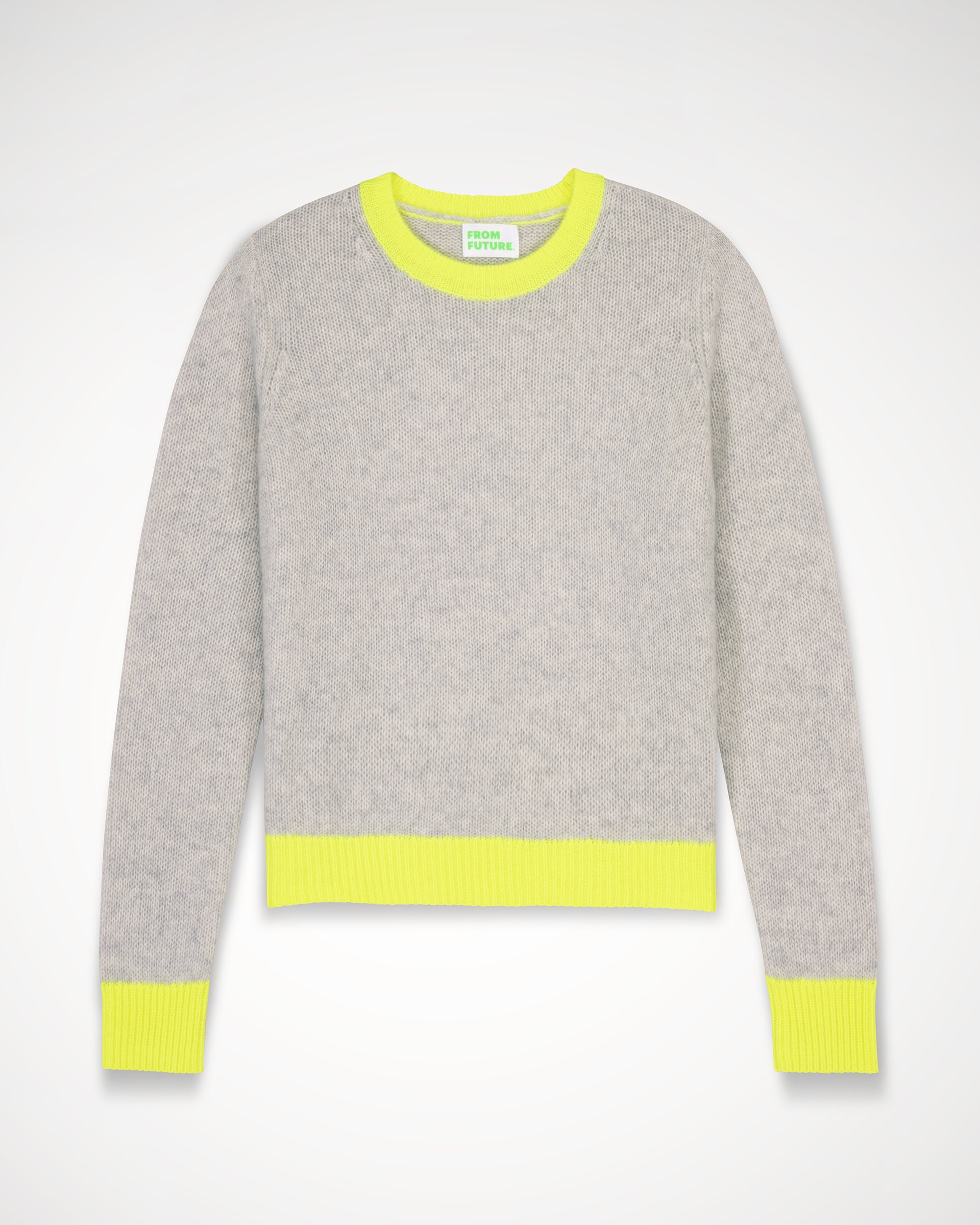 Pull court à col rond bicolore en cachemire - Light Heather Gray