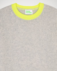 Pull court à col rond bicolore en cachemire - Light Heather Gray