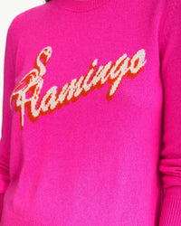 Pull court à col rond Flamingo en cachemire - Summer Fuchsia