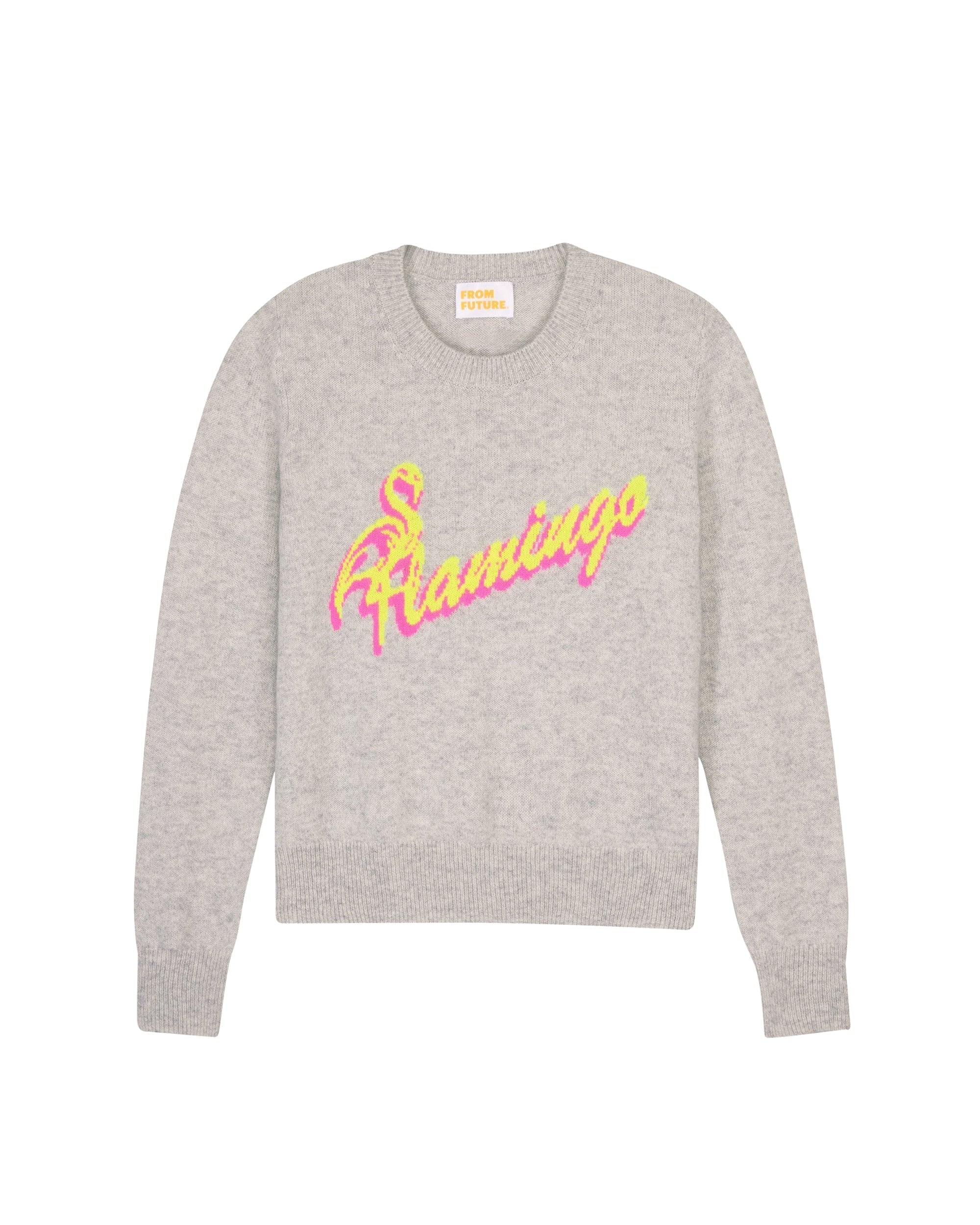 Pull court à col rond Flamingo en cachemire - Light Heather Gray