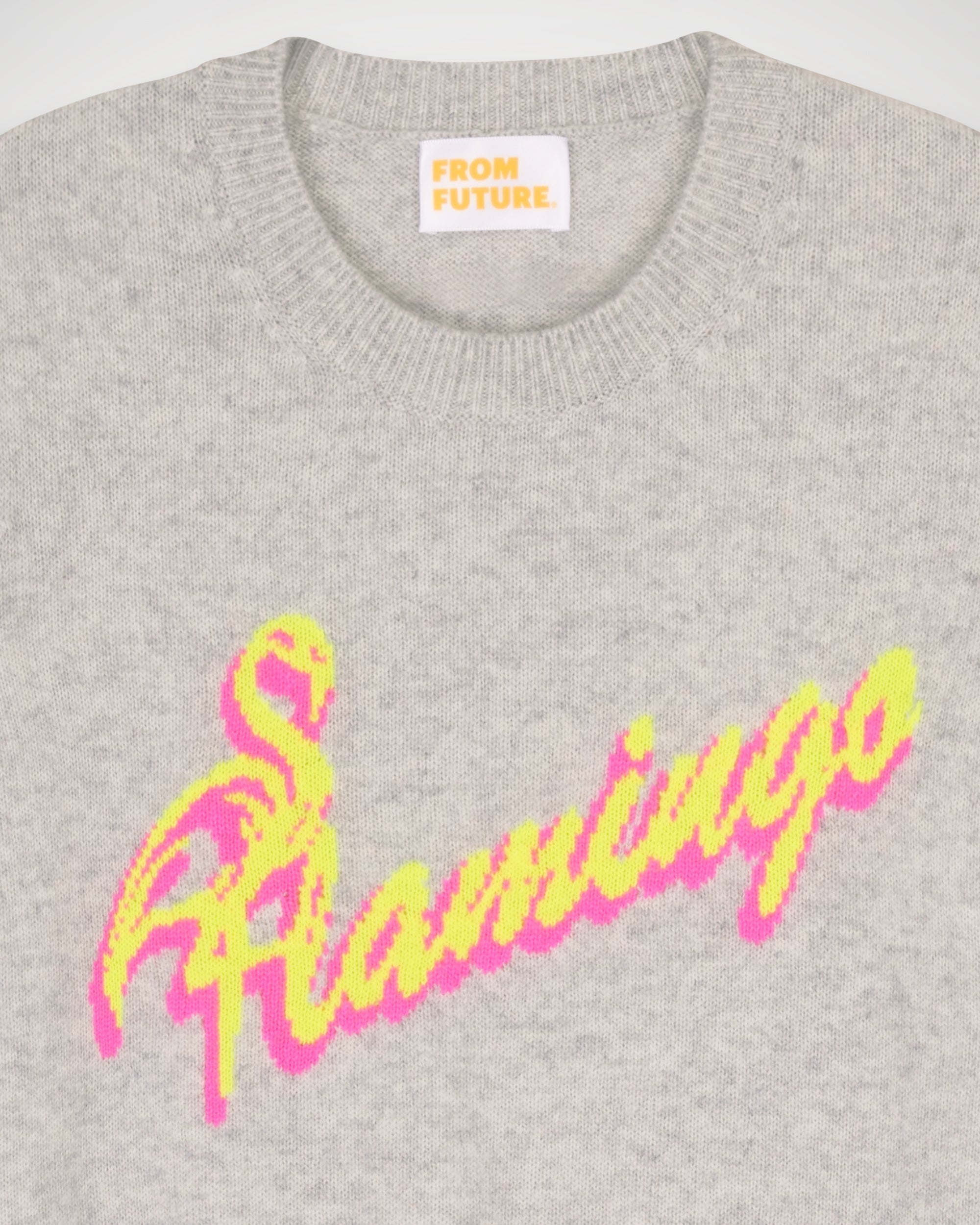 Pull court à col rond Flamingo en cachemire - Light Heather Gray