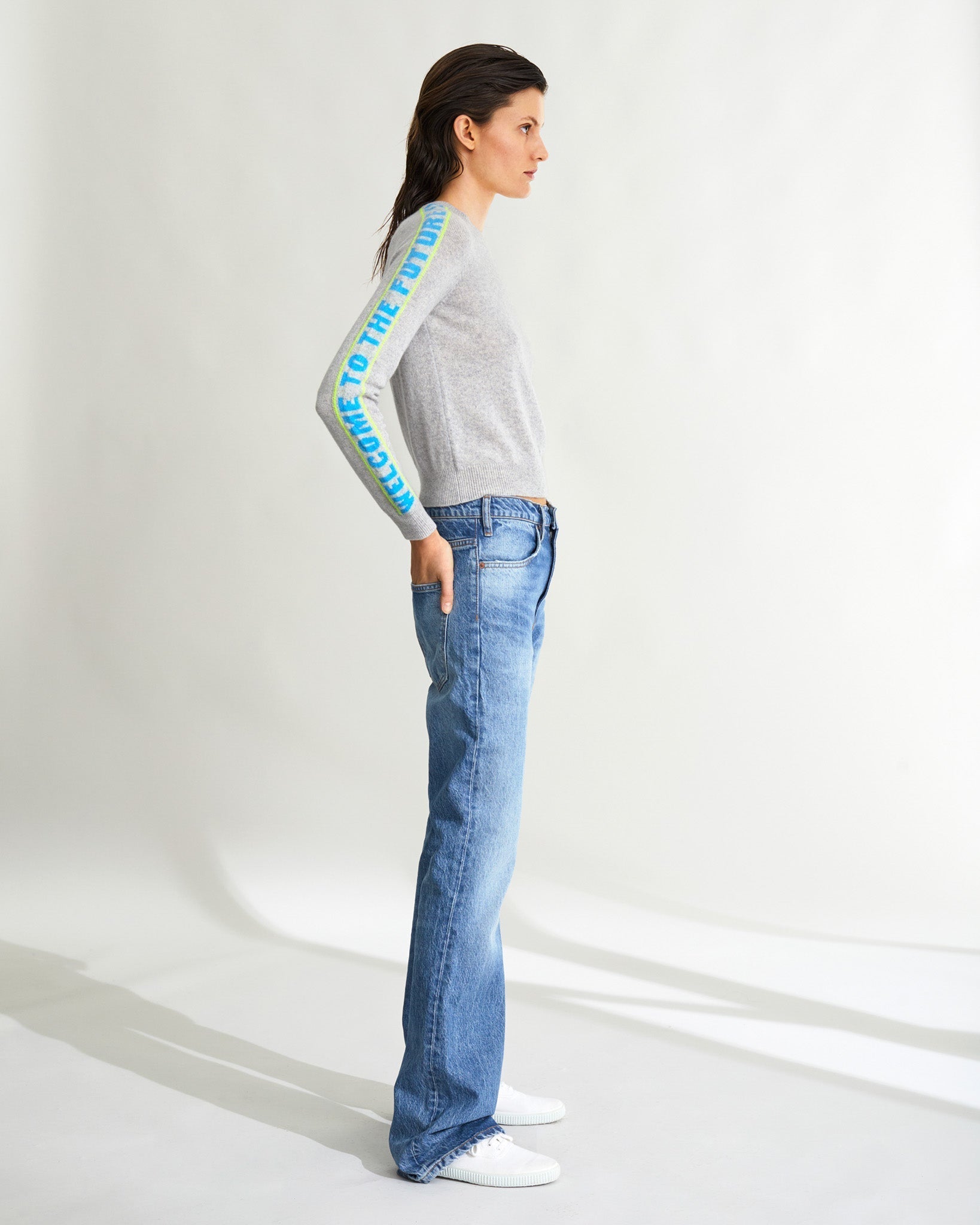 Pull Welcome To The Future en cachemire - Light Heather Gray