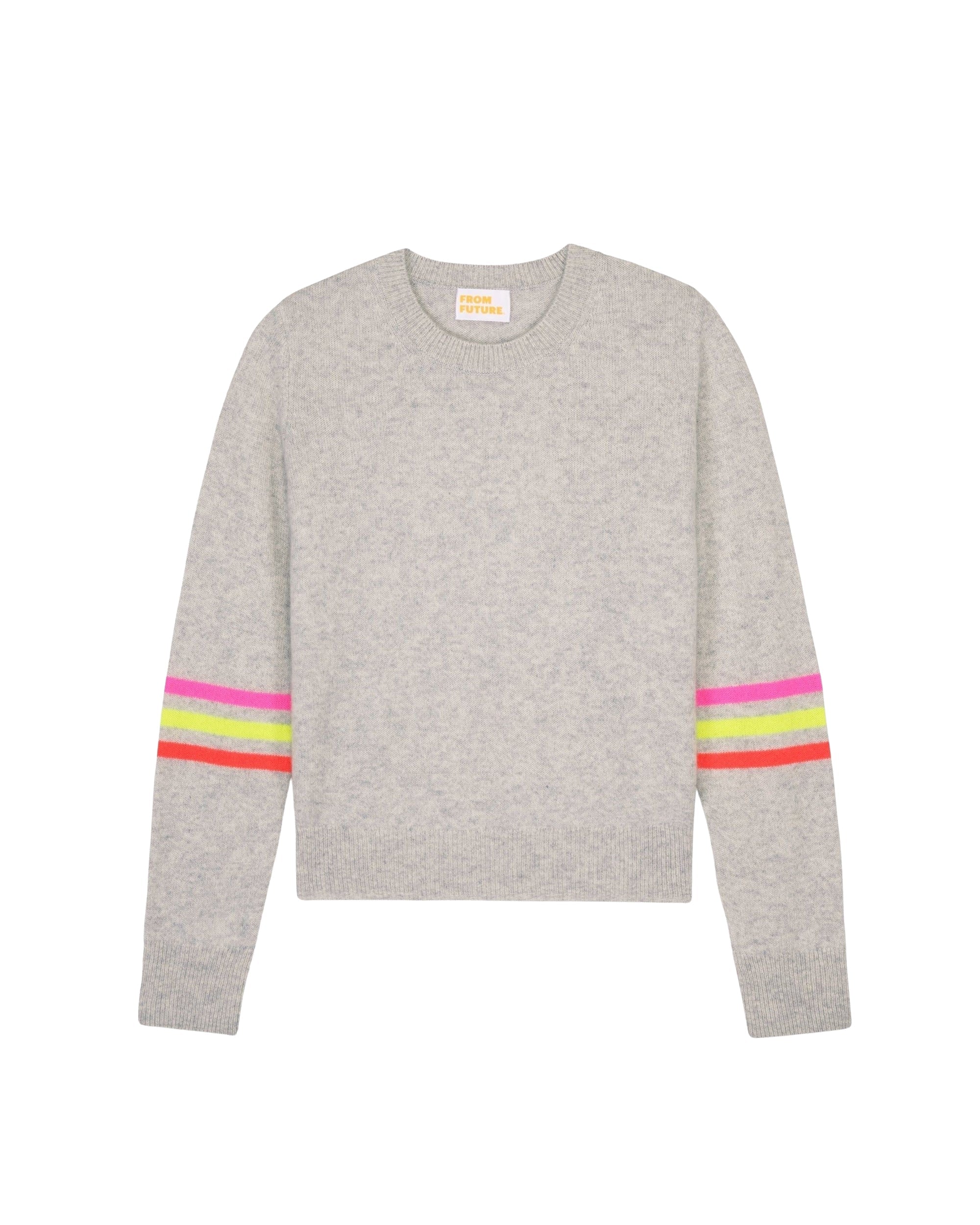Pull à col rond 3 lignes en cachemire - Light Heather Gray