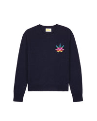 Pull à col rond Mini Leaf en cachemire - Navy