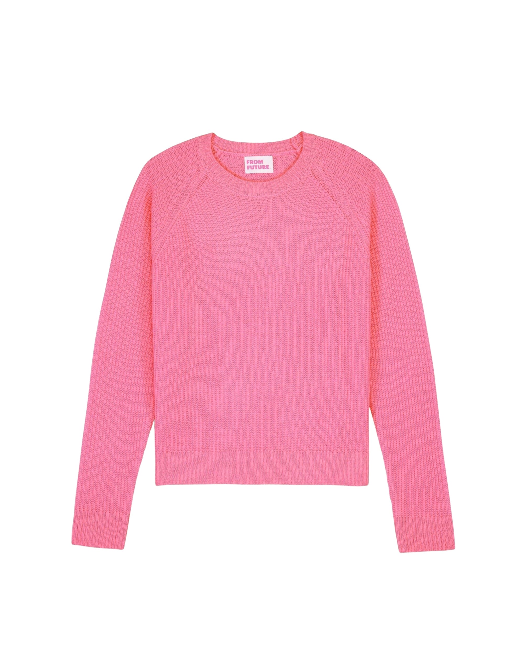 Pull court à col rond maille perlée en cachemire - Sugar Pink