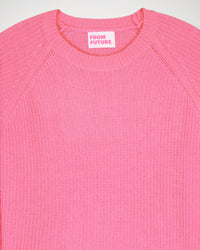 Pull court à col rond maille perlée en cachemire - Sugar Pink