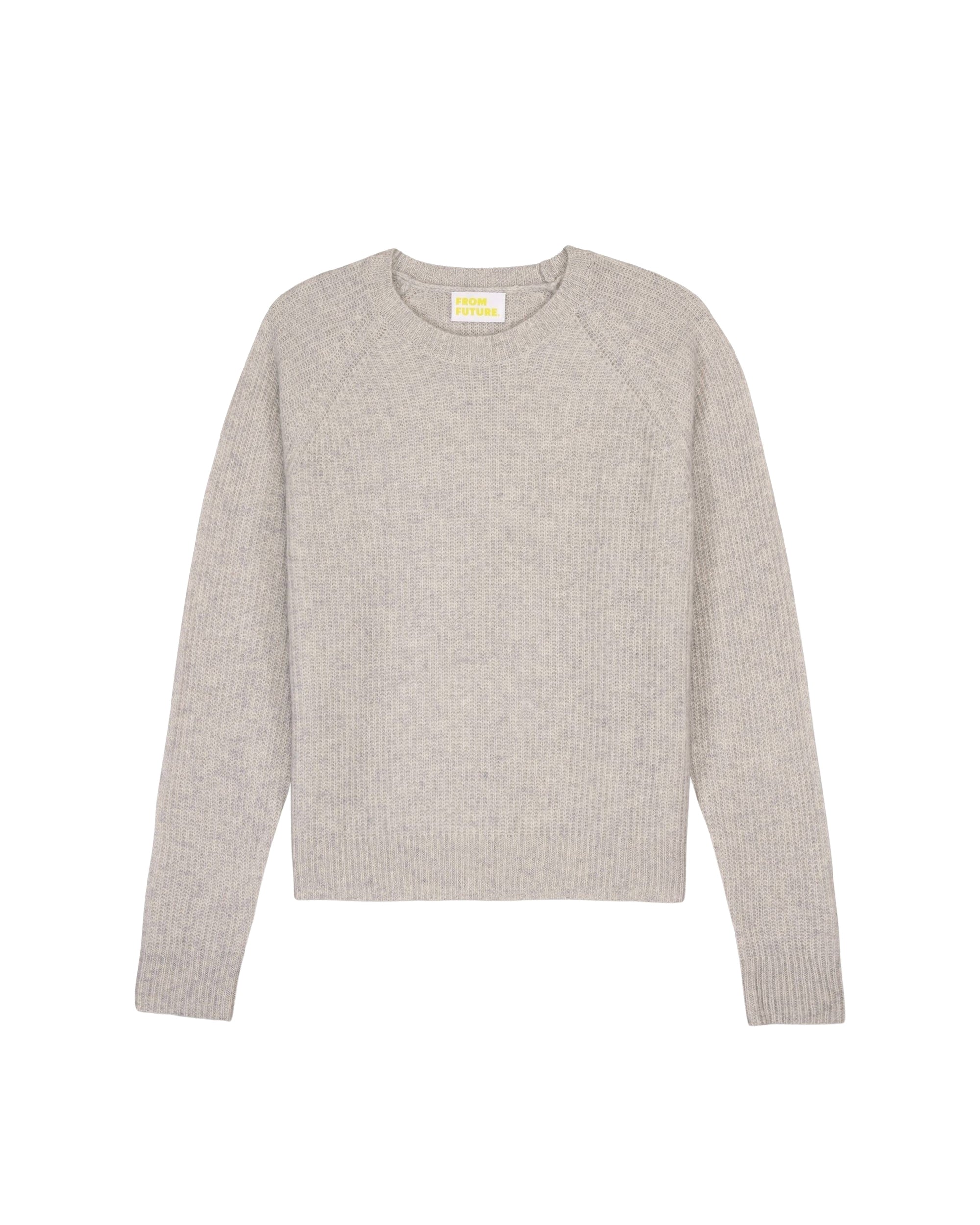 Pull court à col rond maille perlée en cachemire - Light Heather Gray
