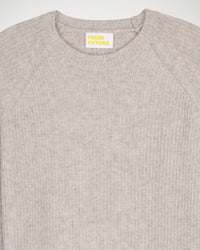 Pull court à col rond maille perlée en cachemire - Light Heather Gray