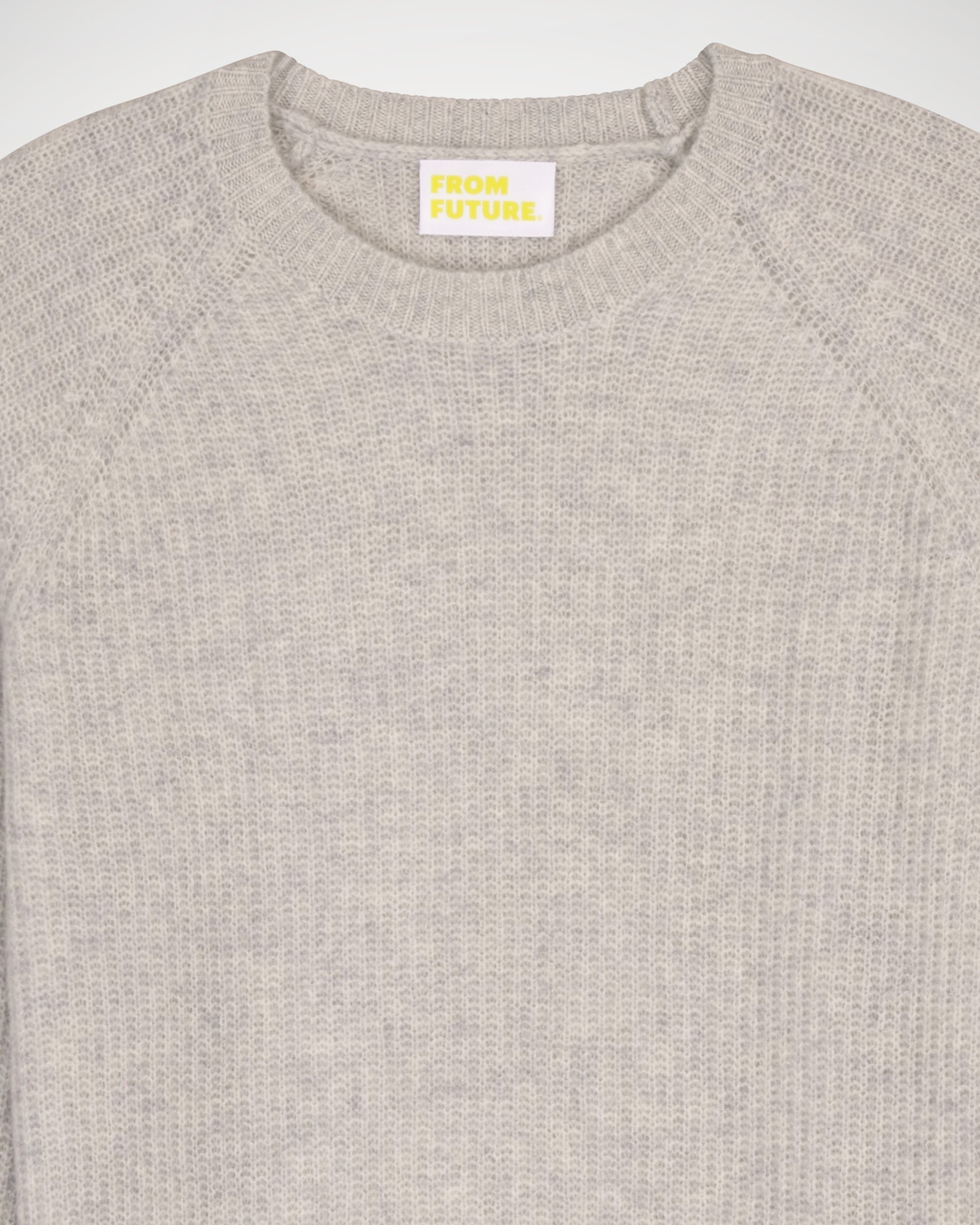 Pull court à col rond maille perlée en cachemire - Light Heather Gray