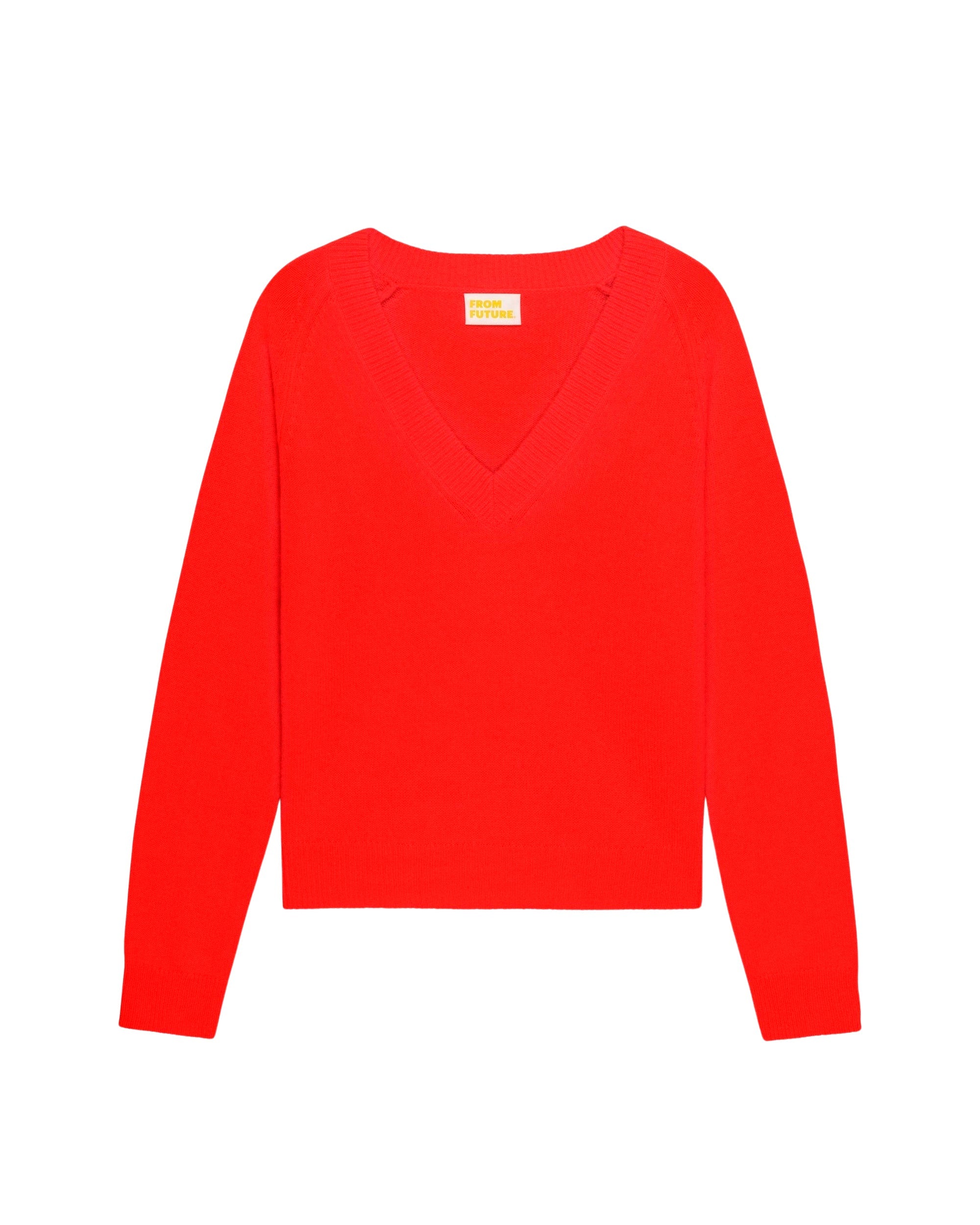 Pull court Light à col V en cachemire - Bright Red