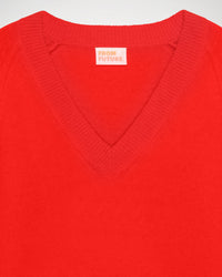 Pull court Light à col V en cachemire - Bright Red
