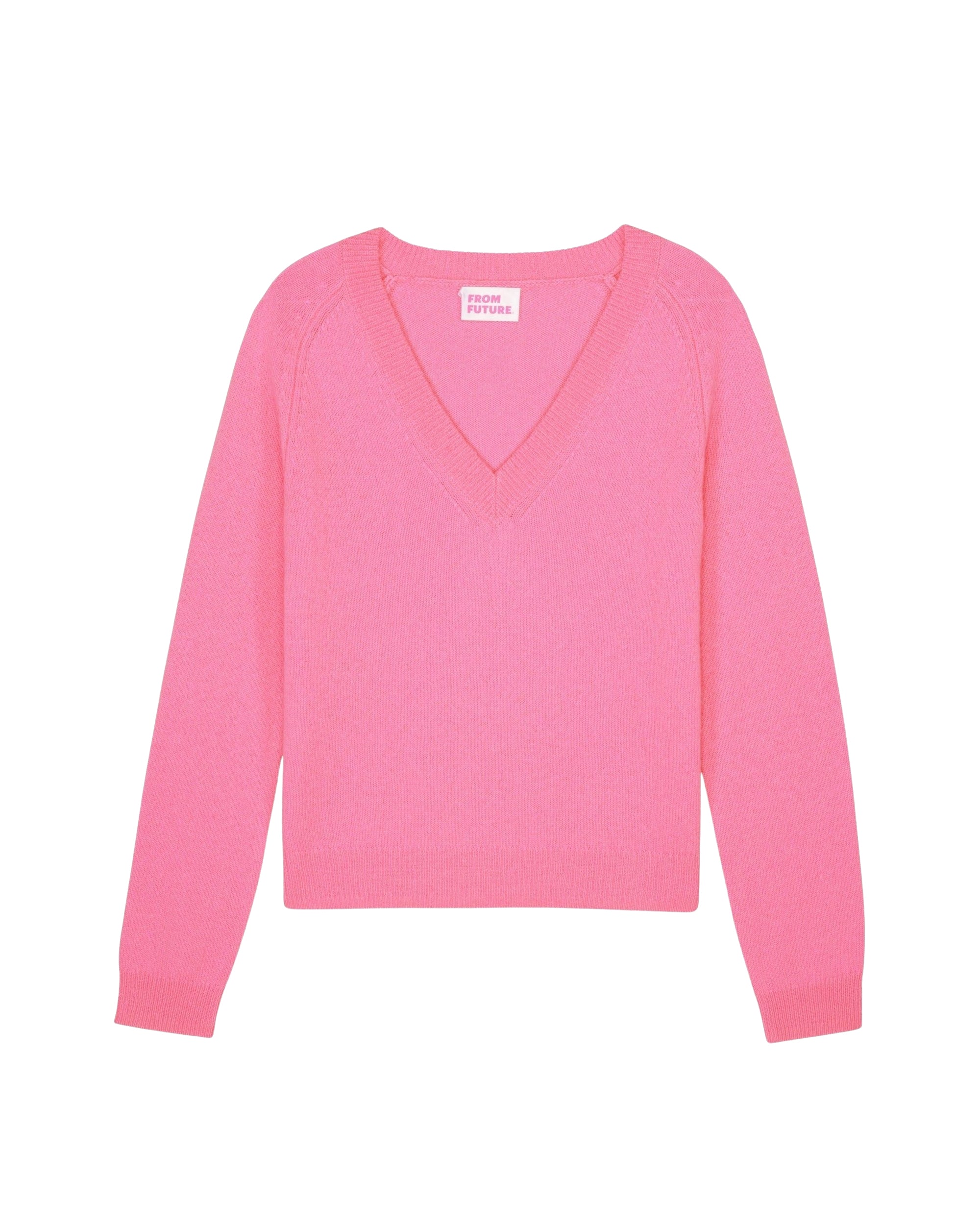 Pull court Light à col V en cachemire - Sugar Pink
