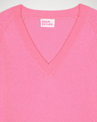 Pull court Light à col V en cachemire - Sugar Pink