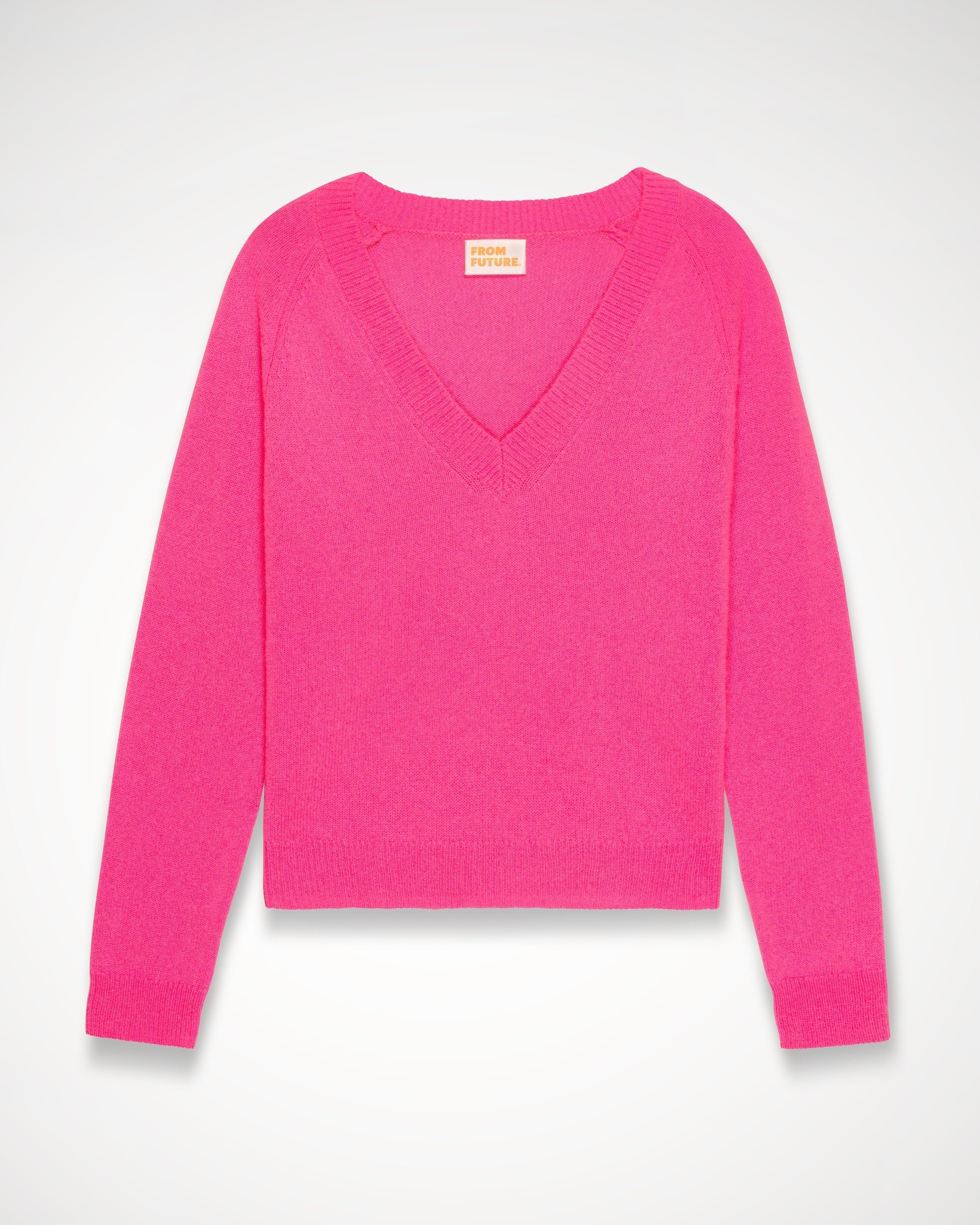 Pull court Light à col V en cachemire - Neon Pink