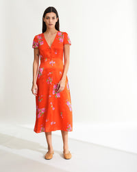 Robe longue Simone en soie - Pink Maxi Bouquet