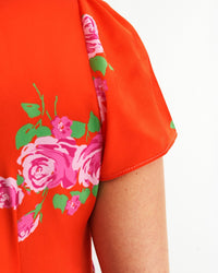 Robe longue Simone en soie - Pink Maxi Bouquet