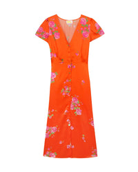 Robe longue Simone en soie - Pink Maxi Bouquet