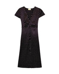 Robe longue Simone en soie - Black Polka Dots