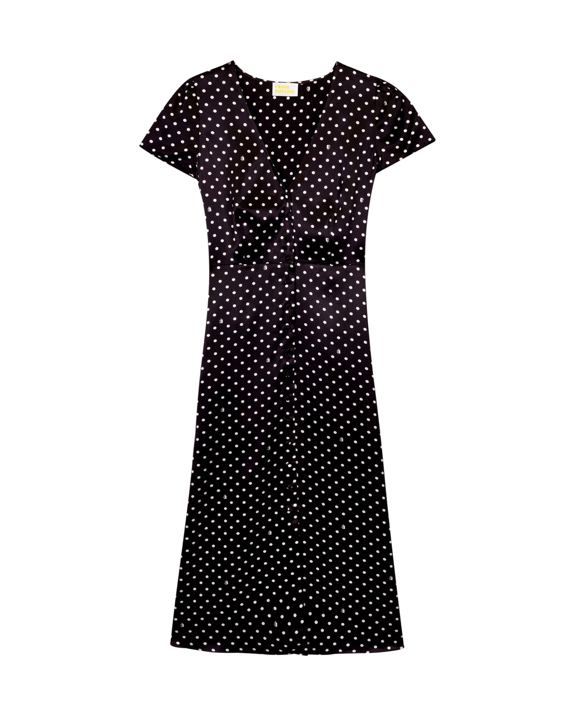 Robe longue Simone en soie - Black Polka Dots