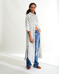Robe chemise Angie en soie - Off White Bandana