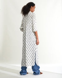 Robe chemise Angie en soie - Off White Bandana