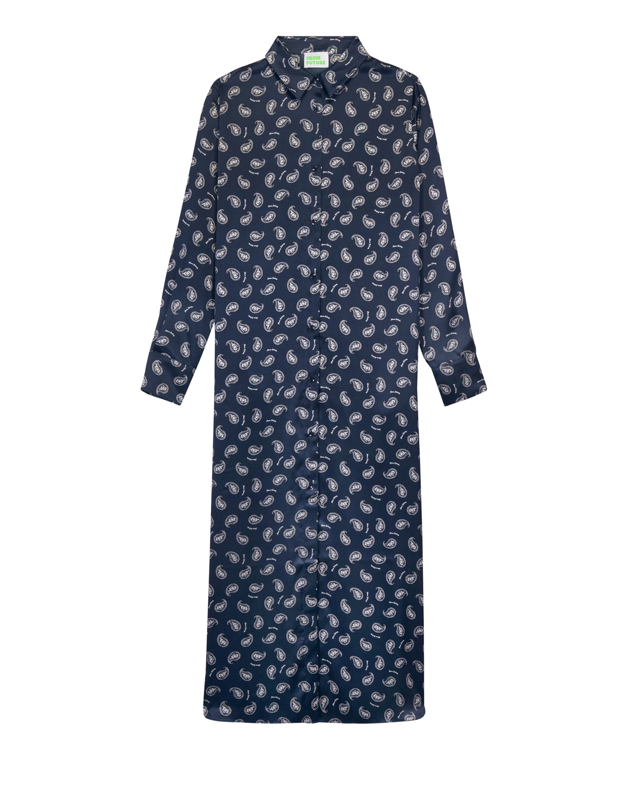 Robe chemise Angie en soie - Navy Bandana