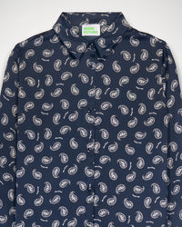 Robe chemise Angie en soie - Navy Bandana