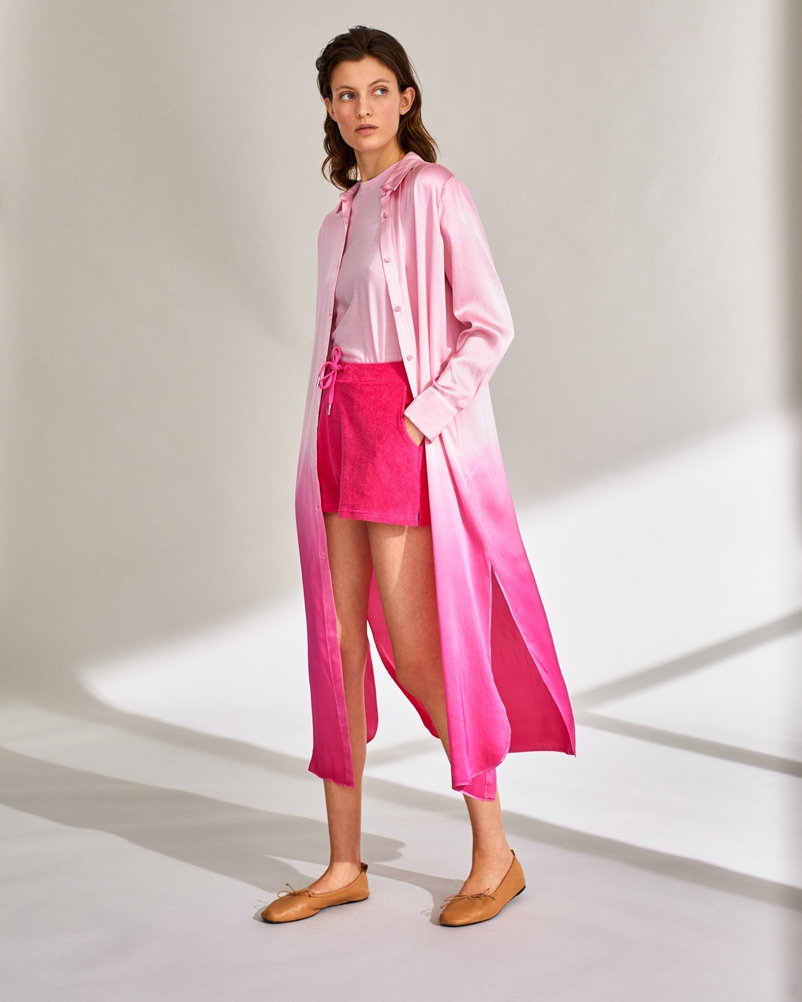 Robe chemise Angie en soie - Pink Tie & Dye