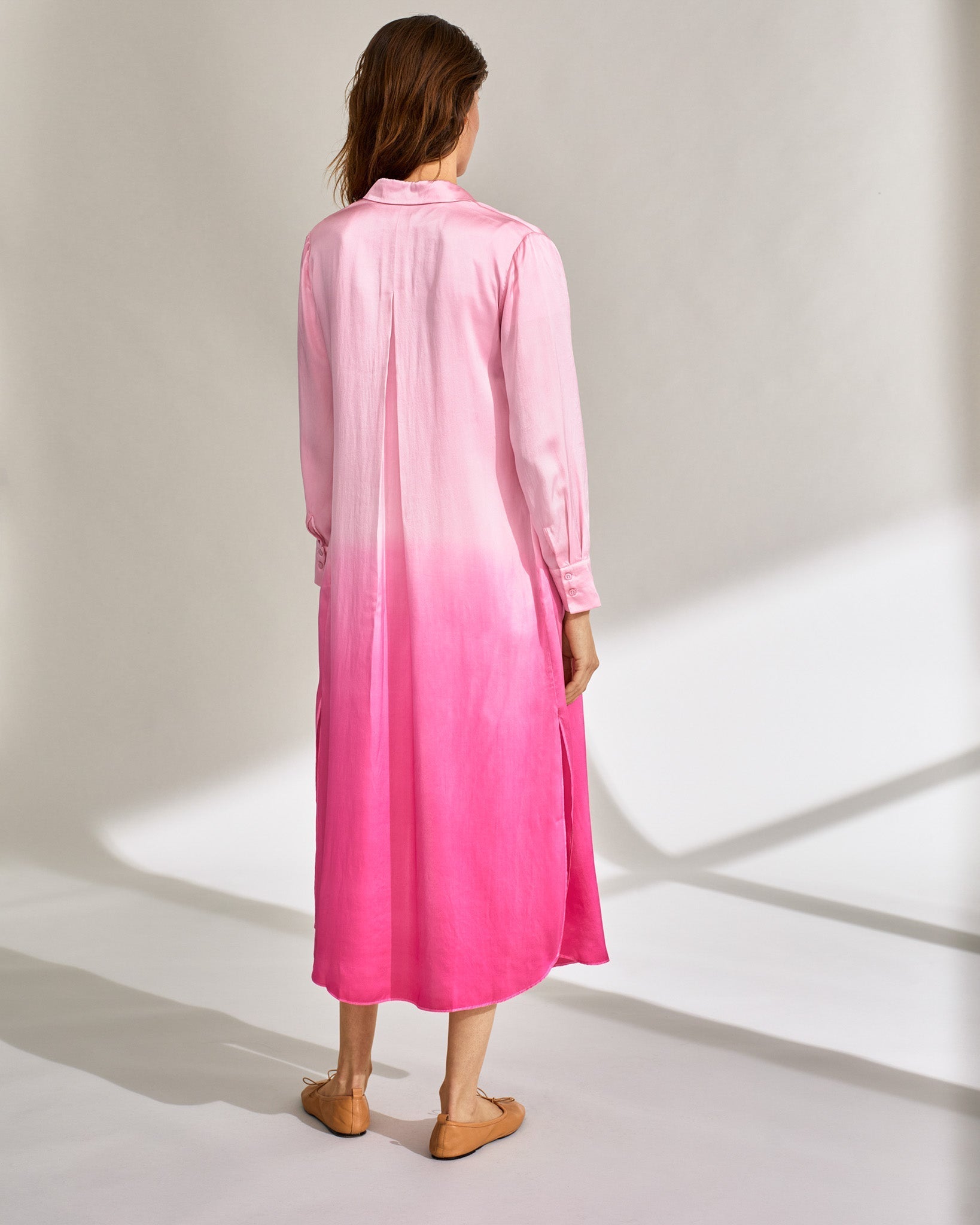 Robe chemise Angie en soie - Pink Tie & Dye