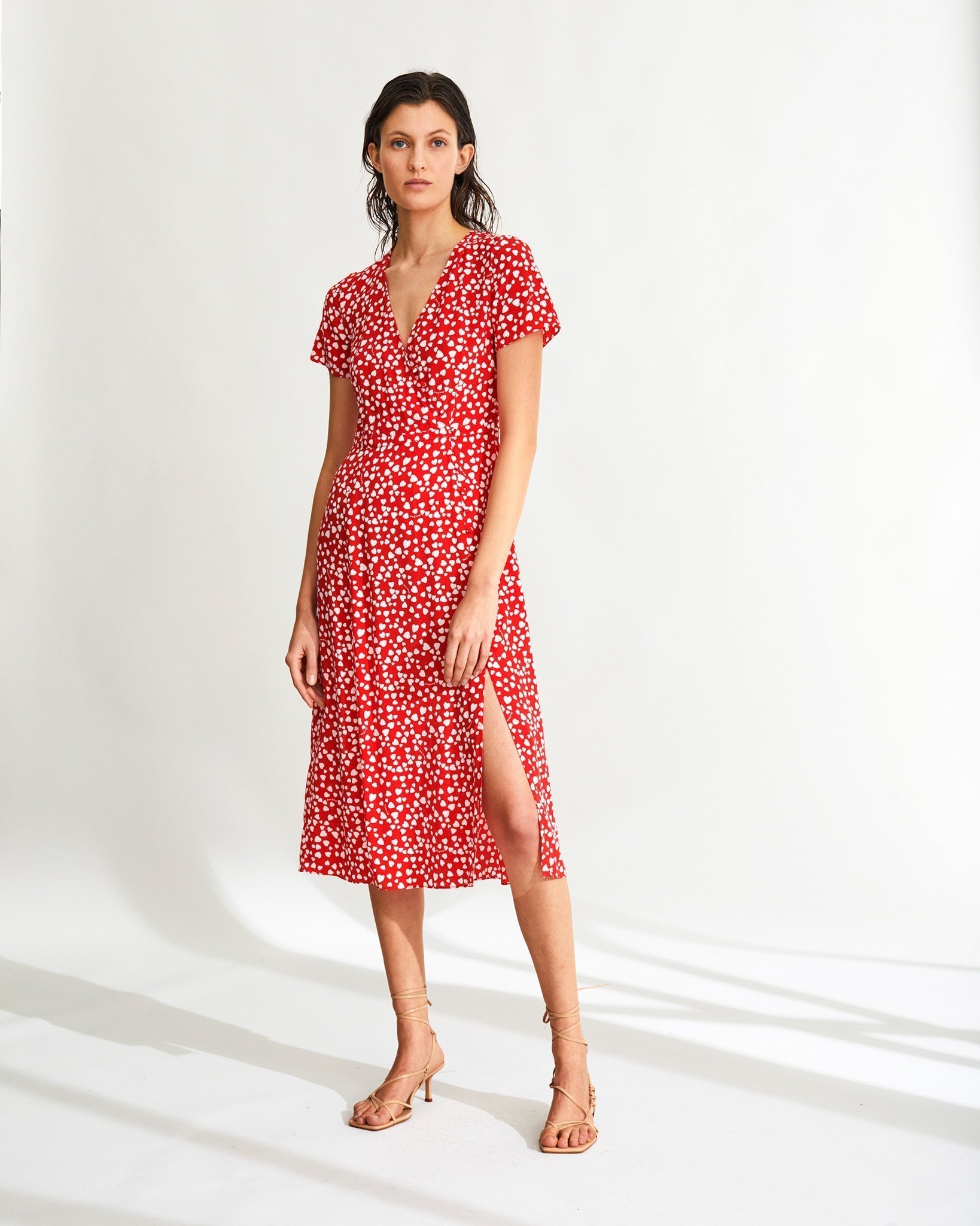 Robe mi longue Marta en soie - Red Heart