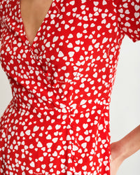 Robe mi longue Marta en soie - Red Heart