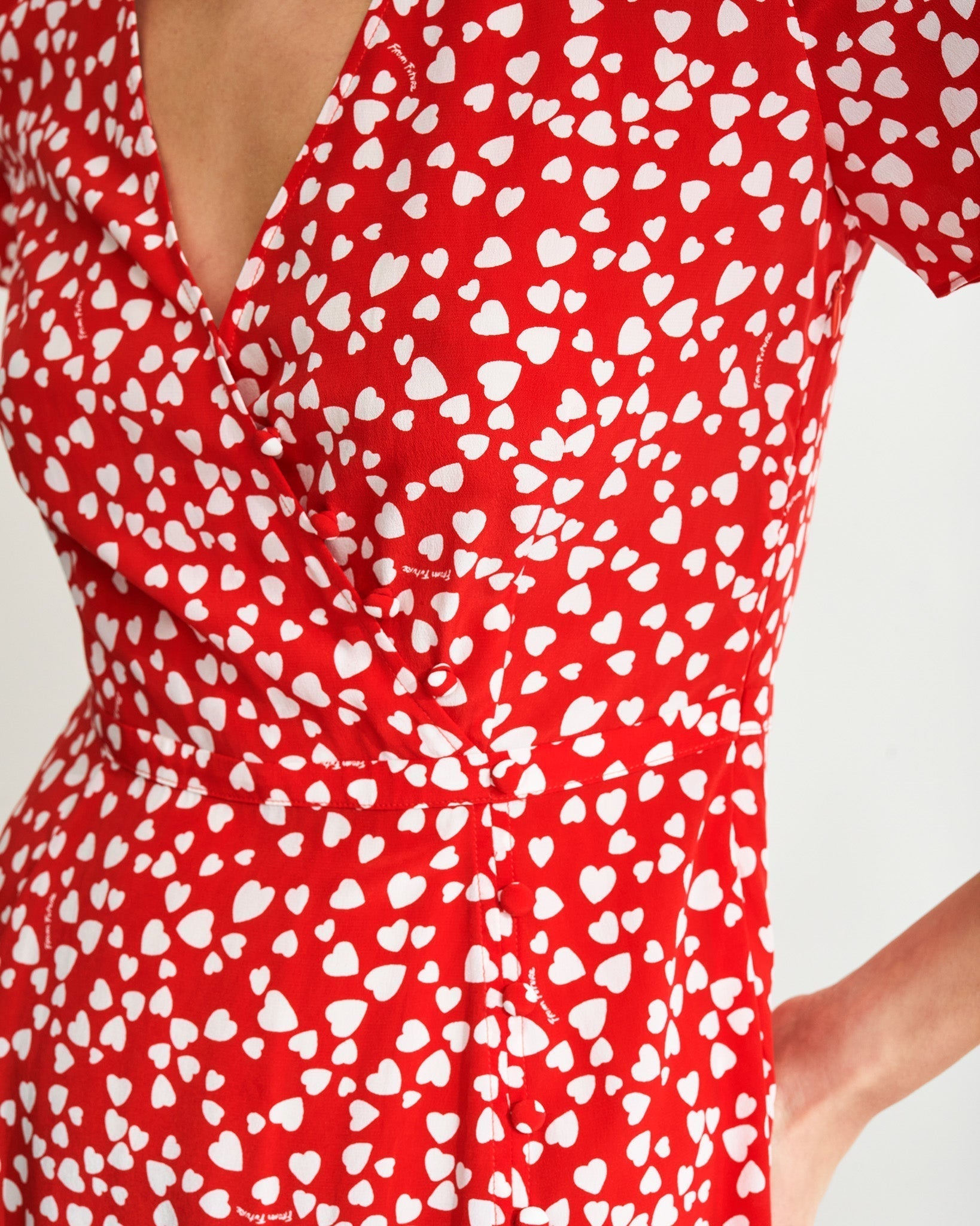 Robe mi longue Marta en soie - Red Heart