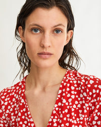 Robe mi longue Marta en soie - Red Heart