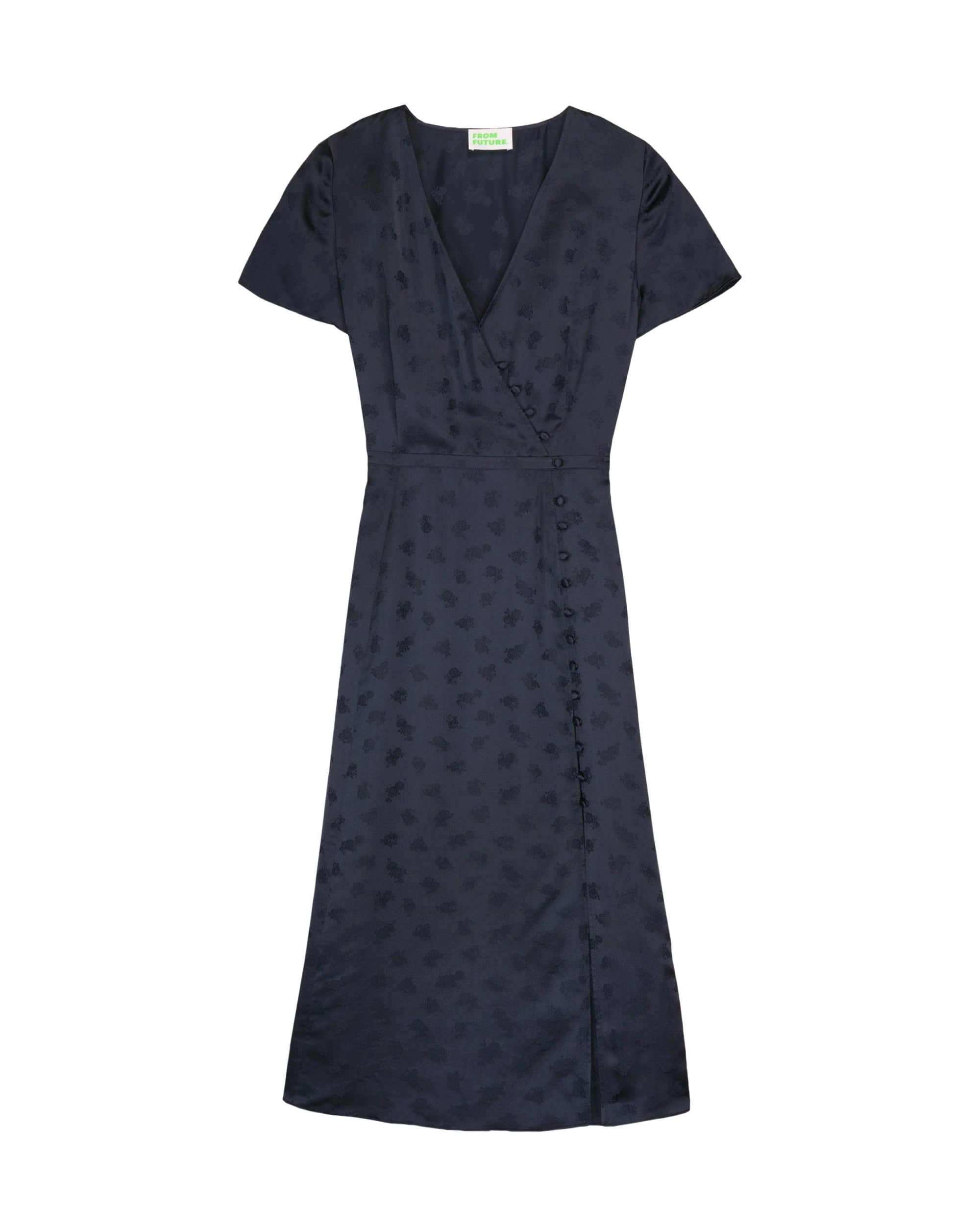 Robe mi longue Marta en soie - Navy Jacquard