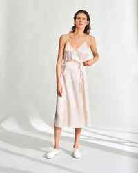 Robe longue Suzette en soie - Nude Polka Dot