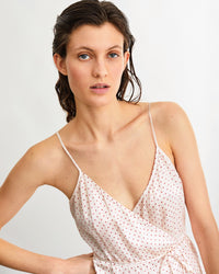 Robe longue Suzette en soie - Nude Polka Dot