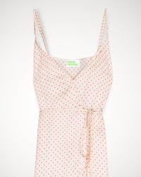 Robe longue Suzette en soie - Nude Polka Dot