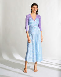 Robe longue Gigi en soie - Blue Vichy