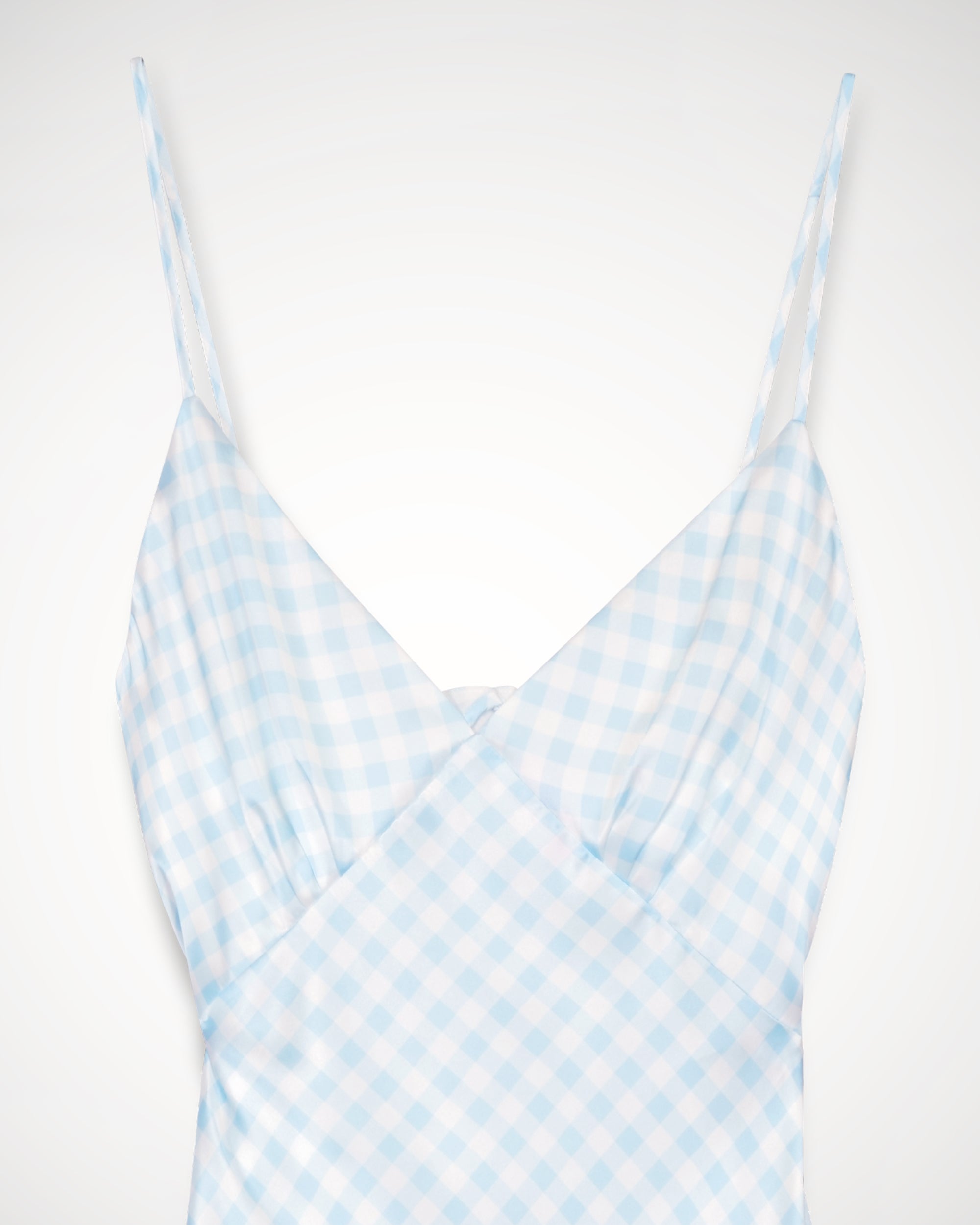 Robe longue Gigi en soie - Blue Vichy