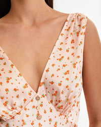 Robe longue Gabrielle en soie - Peach Mini Rose