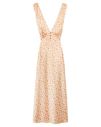 Robe longue Gabrielle en soie - Peach Mini Rose