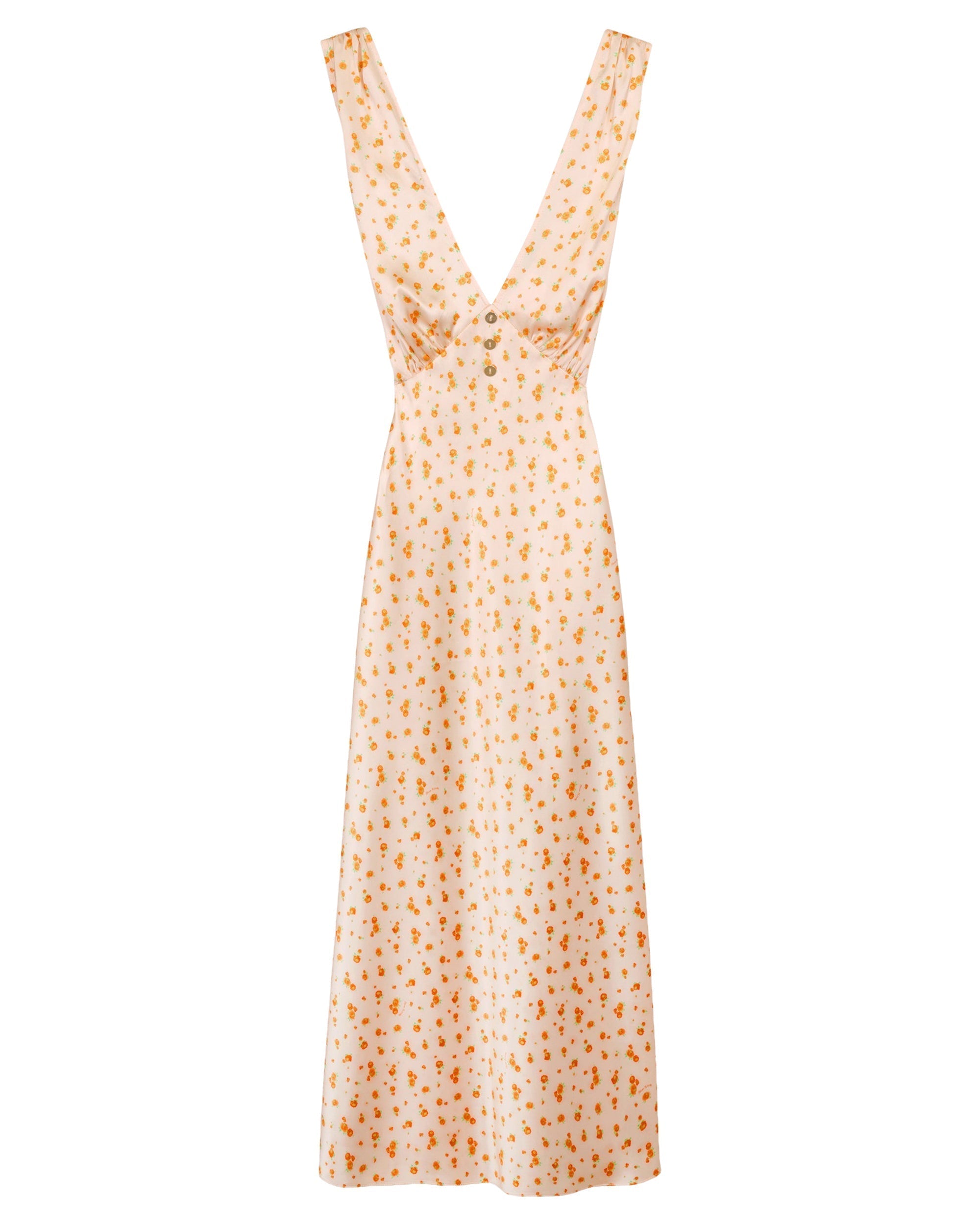 Robe longue Gabrielle en soie - Peach Mini Rose