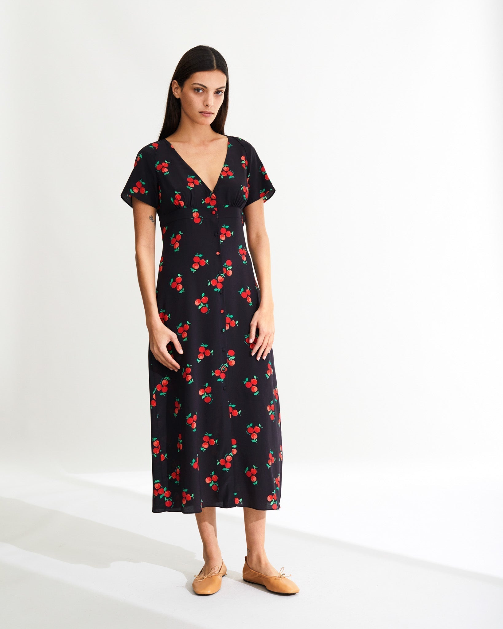 Robe longue Colette en soie - Black Cherry
