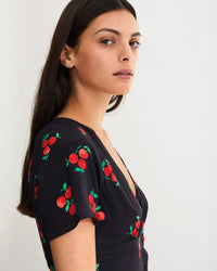 Robe longue Colette en soie - Black Cherry