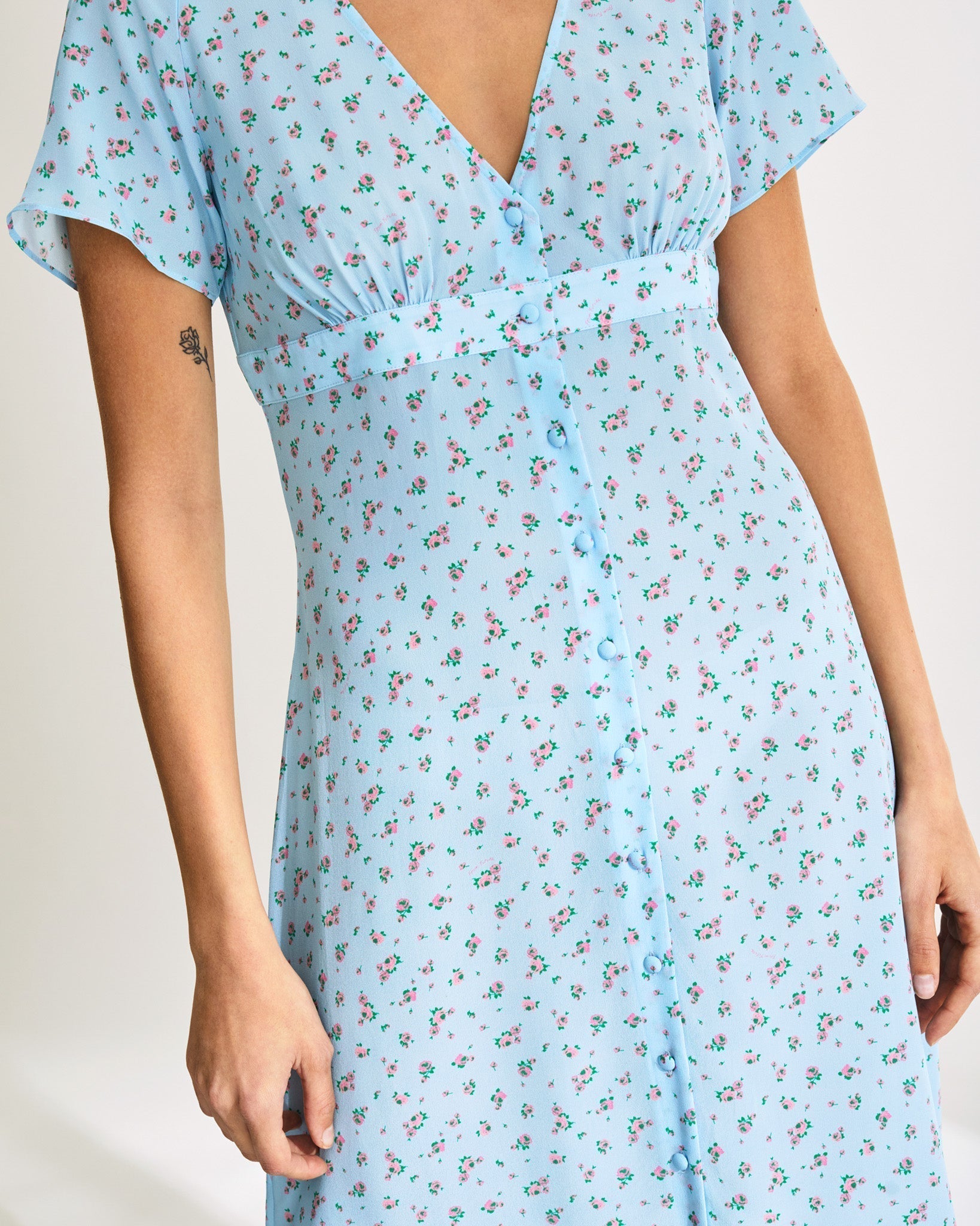 Robe longue Colette en soie - Blue Mini Rose