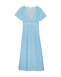 Robe longue Colette en soie - Blue Mini Rose
